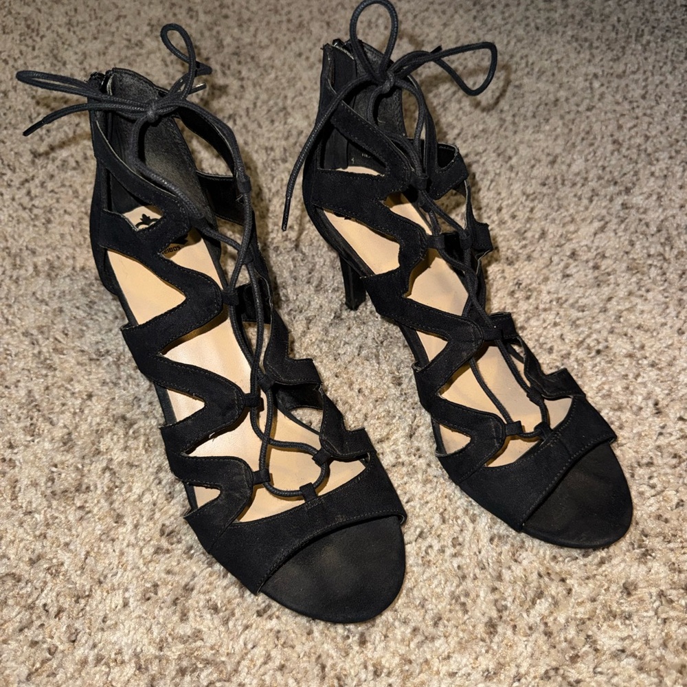 Fergalicious Black Strappy Heels